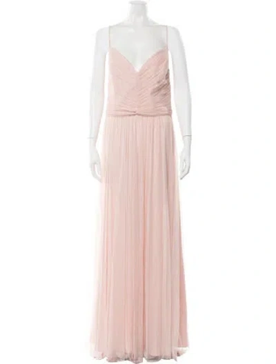 Pre-owned Amsale V-neck Long Dress In Pink
