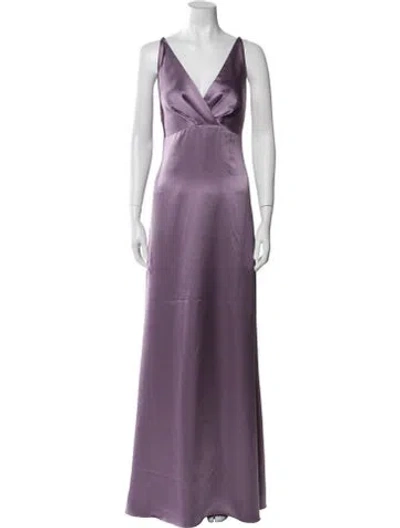 Pre-owned Amsale V-neck Long Dress In Purple