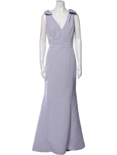 Pre-owned Amsale V-neck Long Dress In Purple