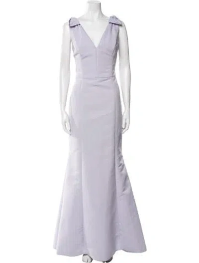 Pre-owned Amsale V-neck Long Dress In Purple