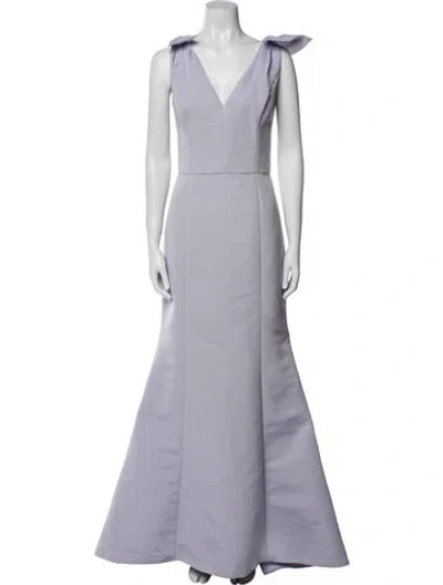 Pre-owned Amsale V-neck Long Dress In Purple