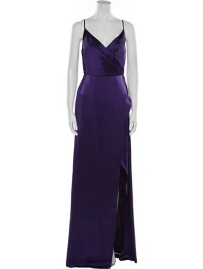 Pre-owned Amsale V-neck Long Dress In Purple