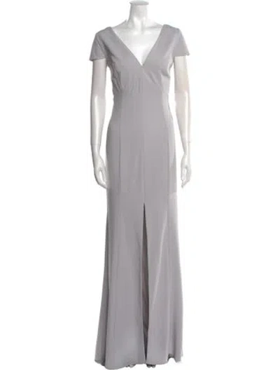 Pre-owned Amsale V-neck Long Dress In Purple