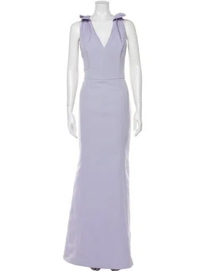 Pre-owned Amsale V-neck Long Dress In Purple