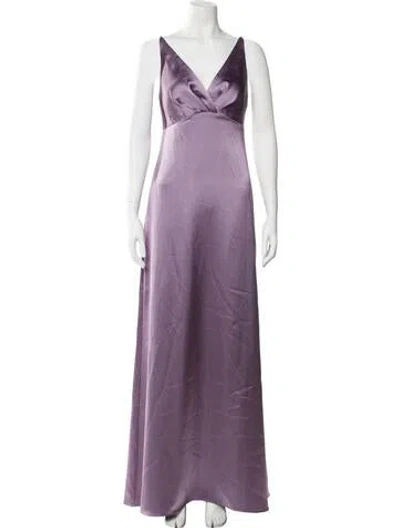 Pre-owned Amsale V-neck Long Dress In Purple