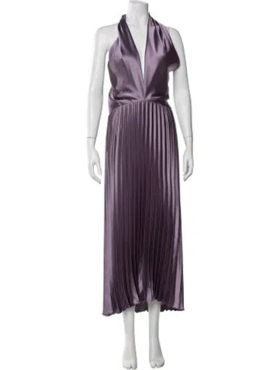 Pre-owned Amsale V-neck Long Dress In Purple