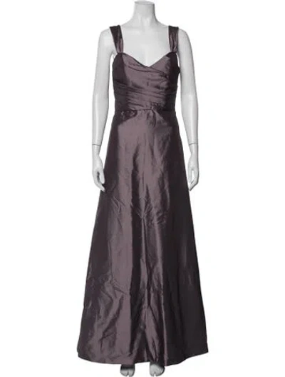 Pre-owned Amsale V-neck Long Dress In Purple