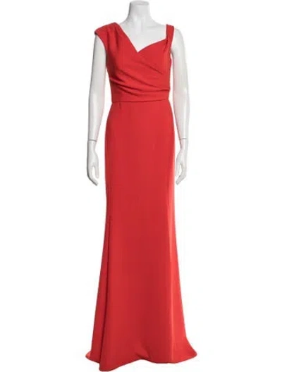 Pre-owned Amsale V-neck Long Dress In Red