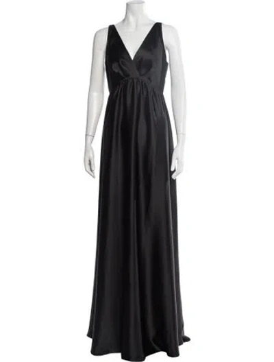Pre-owned Amsale V-neck Long Dress W/ Tags In Black