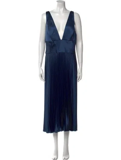 Pre-owned Amsale V-neck Long Dress W/ Tags In Blue