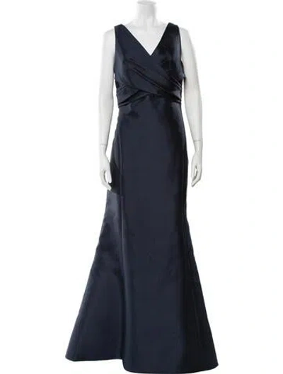 Pre-owned Amsale V-neck Long Dress W/ Tags In Blue