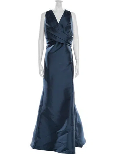 Pre-owned Amsale V-neck Long Dress W/ Tags In Blue