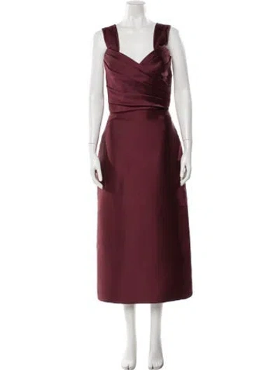 Pre-owned Amsale V-neck Long Dress W/ Tags In Burgundy
