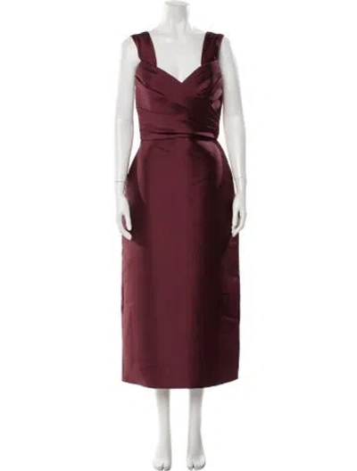 Pre-owned Amsale V-neck Long Dress W/ Tags In Burgundy