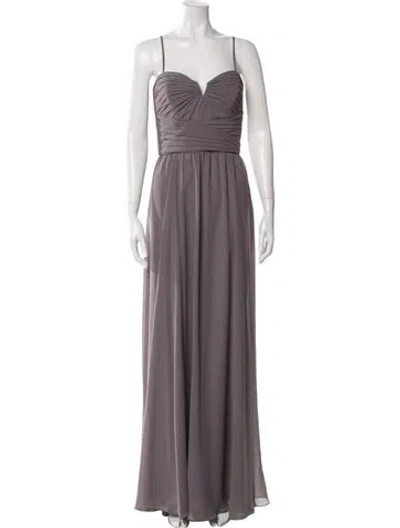 Pre-owned Amsale V-neck Long Dress W/ Tags In Gray