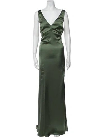 Pre-owned Amsale V-neck Long Dress W/ Tags In Green
