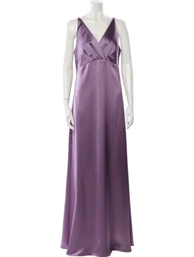 Pre-owned Amsale V-neck Long Dress W/ Tags In Purple
