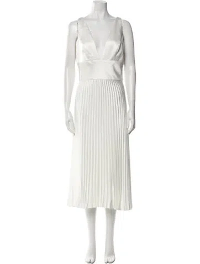 Pre-owned Amsale V-neck Long Dress In White