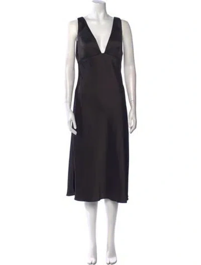 Pre-owned Amsale V-neck Midi Length Dress In Black