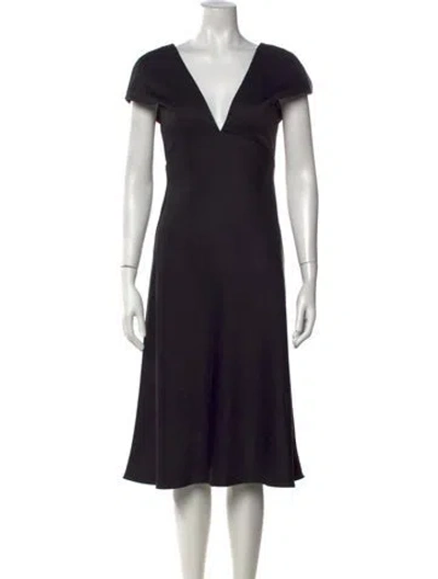 Pre-owned Amsale V-neck Midi Length Dress In Black