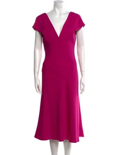 Pre-owned Amsale V-neck Midi Length Dress In Pink