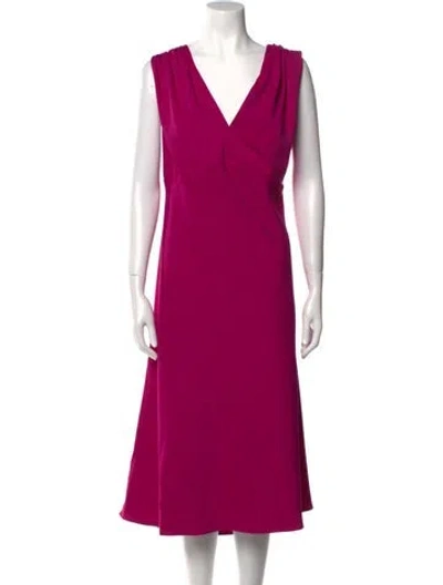 Pre-owned Amsale V-neck Midi Length Dress In Pink