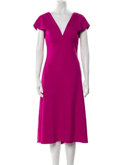 Pre-owned Amsale V-neck Midi Length Dress In Purple