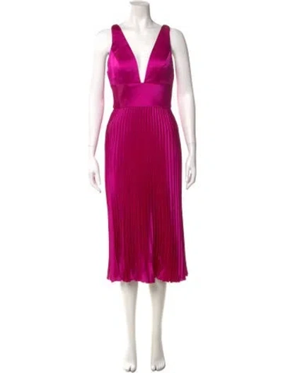 Pre-owned Amsale V-neck Midi Length Dress In Purple