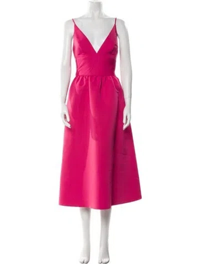 Pre-owned Amsale V-neck Midi Length Dress W/ Tags In Pink