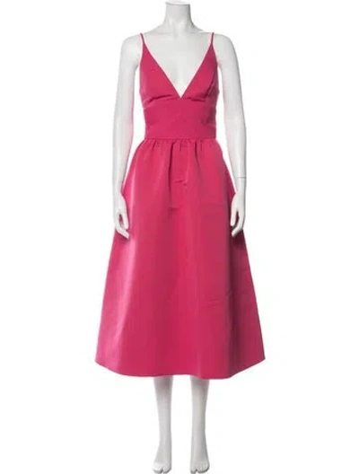 Pre-owned Amsale V-neck Midi Length Dress W/ Tags In Pink