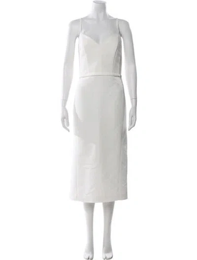 Pre-owned Amsale V-neck Midi Length Dress In White