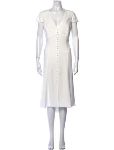 Pre-owned Amsale V-neck Midi Length Dress In White