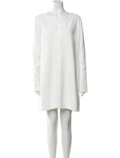 Pre-owned Amsale V-neck Mini Dress In White