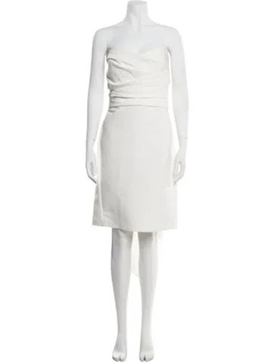 Pre-owned Amsale V-neck Mini Dress In White
