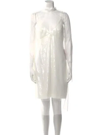 Pre-owned Amsale V-neck Mini Dress In White