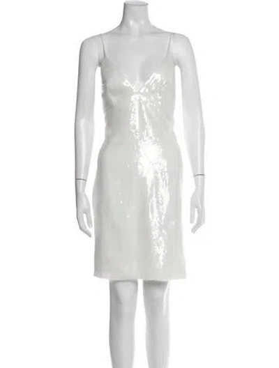 Pre-owned Amsale V-neck Mini Dress In White