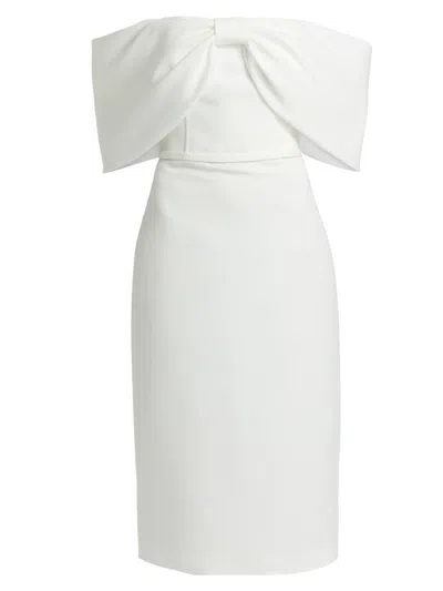 Amsale Women's Bow Off-the-shoulder Cocktail Dress In White