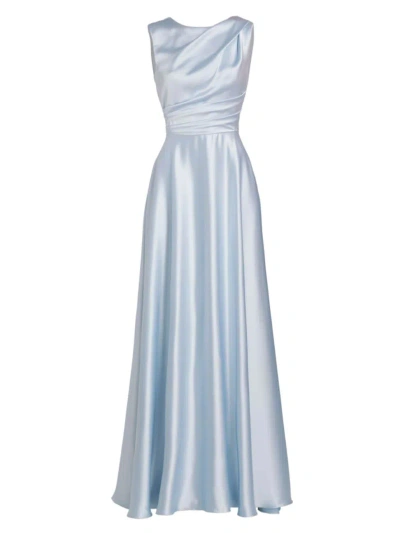 Amsale Women's Draped Boatneck Satin Gown In Ice