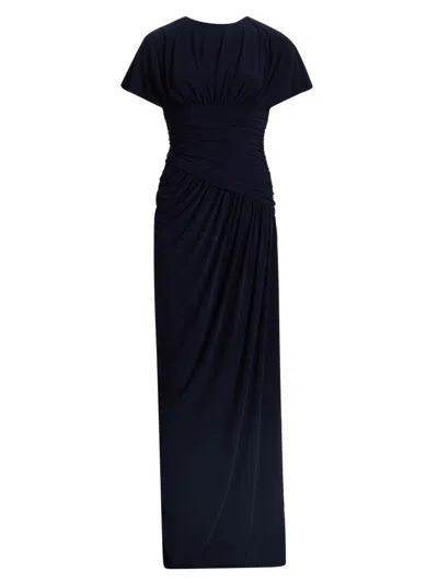Amsale Women's Draped Jersey Column Gown In Navy