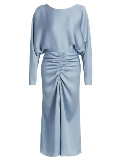 Amsale Women's Draped Ruched Midi-dress In Blue