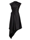 Amsale Women's Draped Satin Asymmetric Cocktail Dress In Black