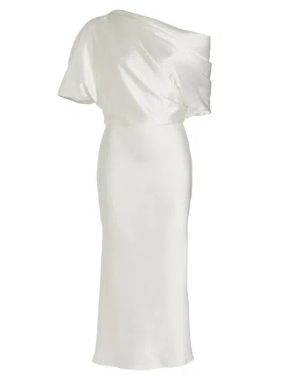 Amsale Women's Draped Satin Pencil Midi-dress In White