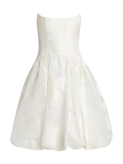 Amsale Women's Floral Satin Cocktail Minidress In White