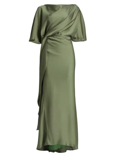 Amsale Women's Hammered Satin A-line Gown In Green