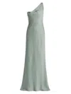 Amsale Hammered Satin Gown In Blue