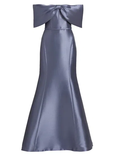 Amsale Women's Mikado Off-the-shoulder Gown In Blue