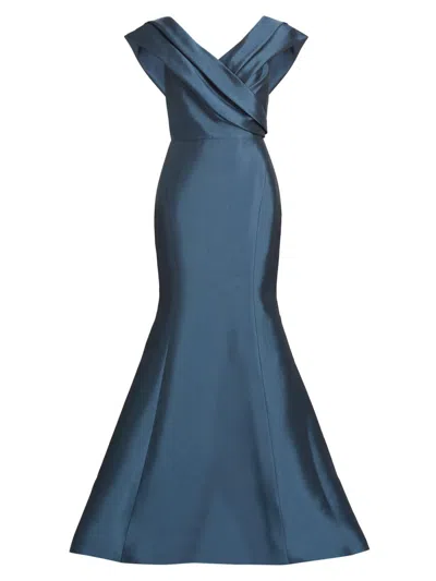 Amsale Women's Pleated Off-the-shoulder Gown In Black