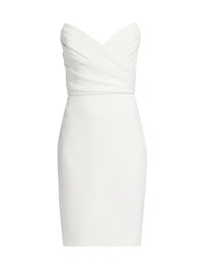 Amsale Women's Pleated Strapless Cocktail Dress In White