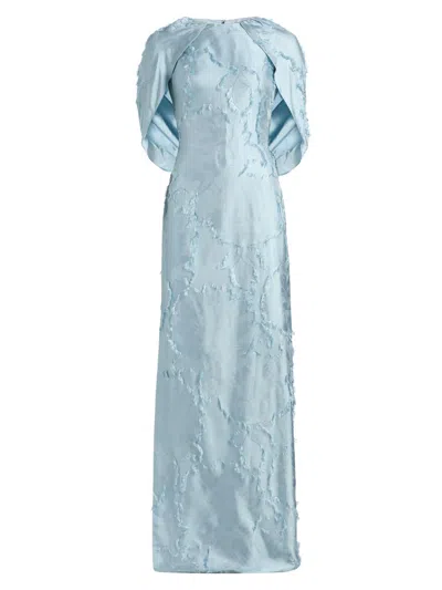 Amsale Women's Satin Cape-detail Gown In Gray