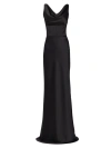 Amsale Cowl Neck Corset Gown In Black